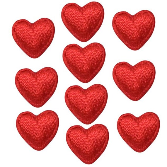 Mini SET 10 PIECES Valentine Red Heart Iron-on Applique | Etsy