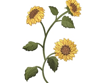 Sunflower Group - 7-1/2" Flowers - Iron on Applique - Embroidered Patch
