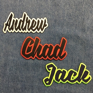 6" Wide - Custom Names -  Color Choice  - Words - Iron on Applique - Embroidered Patch