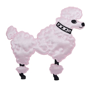 3 Sizes - Light Pink Poodle - Facing Right, Iron on Patch