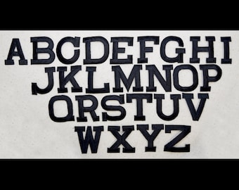 Alphabet Letter - BLACK - Block Style - 2 INCH - 2" - Iron on Applique - Embroidered Patch - Choose Letter