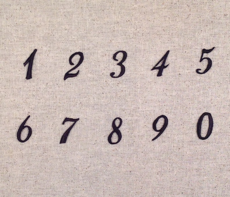 1 Script Numbers Black Iron on Applique/Embroidered Etsy