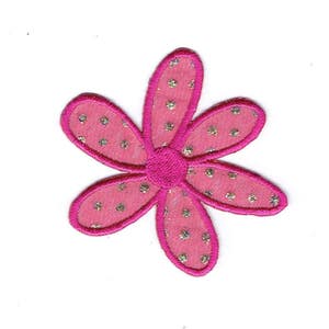 Sparkle Pink Daisy Flower - Iron on Patch