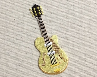 Electric Guitar - Blonde/Tan - Music - Iron on Applique - Embroidered Patch - 697343-A