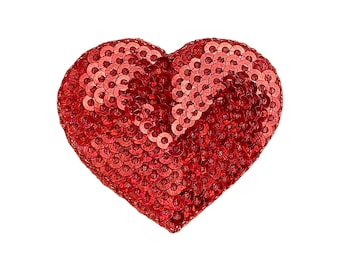 Red Sequin Heart, Iron on Patch