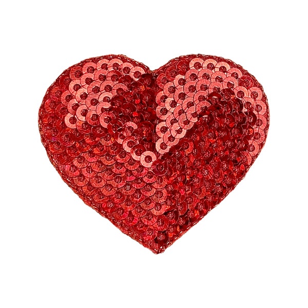 Red Sequin Heart, Iron on Patch