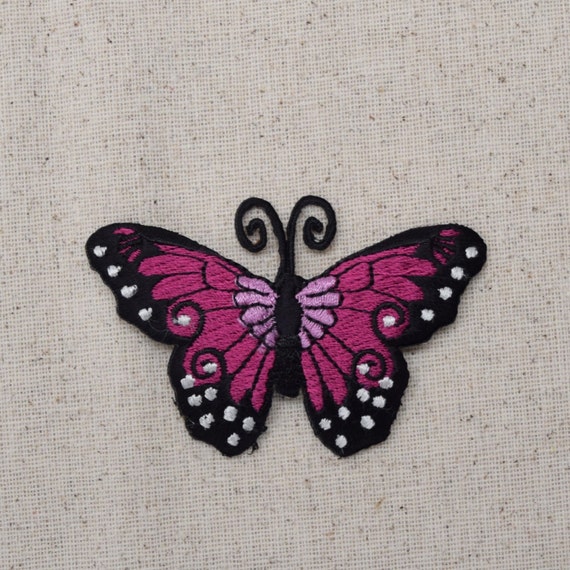 Pink Monarch Butterfly Embroidered Patch