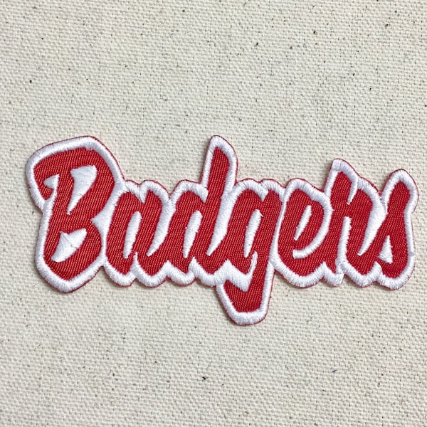 Badgers - LARGE 3x8 - Color Choice - Mascot/Team Name/Words - Iron on Applique/Embroidered Patch
