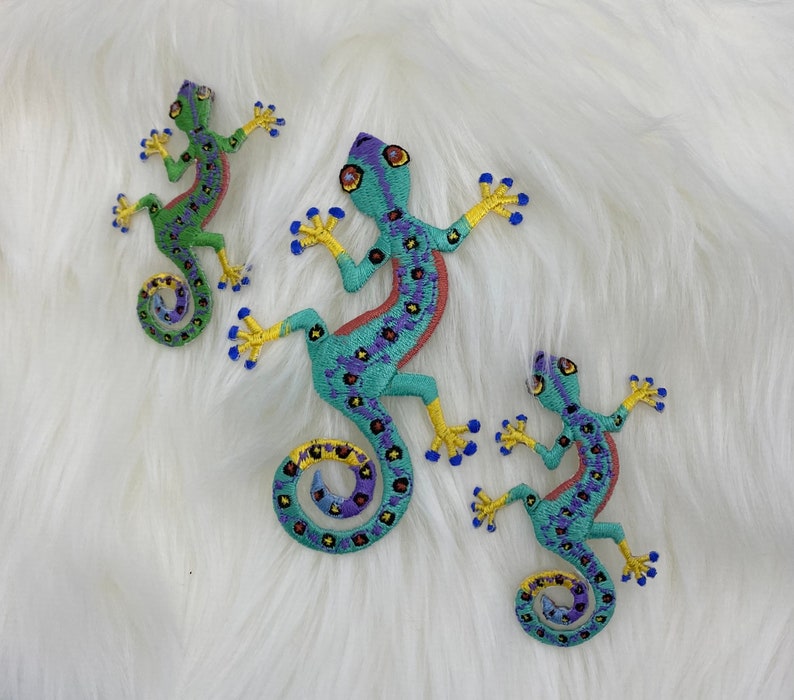 Gecko Multicolor Lizard Iron on Applique Embroidered Patch 692676 image 1