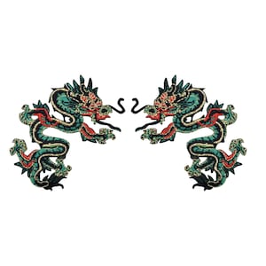 3&quot; Green Chinese Dragon, Embroidered, Iron on Patch
