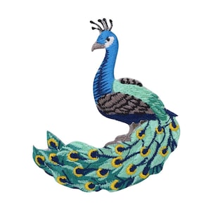 Peacock - Facing Left - Bird - Iron on Applique - Embroidered Patch - 696997-A
