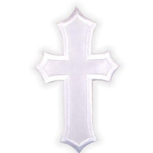 White Cross 2.5" Baptism, First Communion, Embroidered Iron on Patch