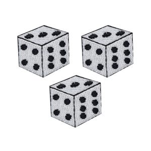 White Dice Embroidered Iron-On Patch, Gambling & Lucky Dice Applique for Jackets, Backpacks, and Hats, Trucker Hat Bars, 1 inch