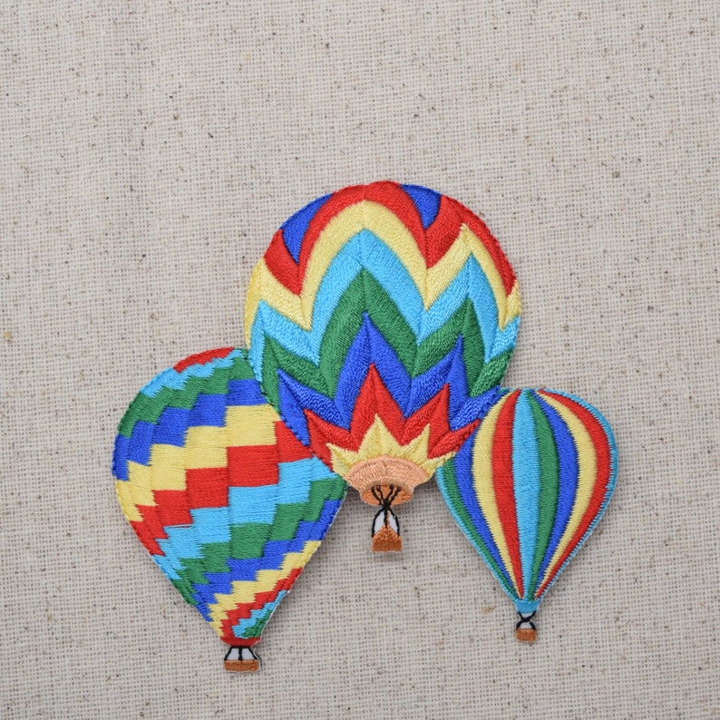 Three Hot Air Balloons Colorful Embroidered Patch Iron on Applique 695429A image 1