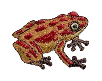 Red Tree Frog, Shimmery Iridescent, Iron-on Patch, Embroidered Badge