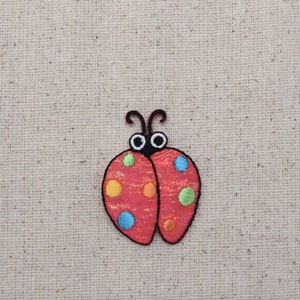 Small - Children&#39;s Shimmery Red Ladybug - Iron on Applique - Embroidered Patch - 1120837