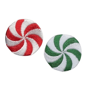 Christmas Peppermint Candy, Red or Green, Iron on Patch