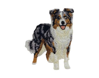 Australian Shepherd, Dog, Puppy, Pets, Standing, Embroidered, Iron on Patch