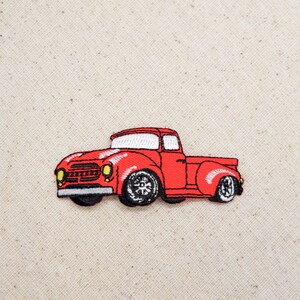 Red Truck - Vintage - 1950&#39;s Classic - Embroidered Patch - Iron on Applique - 796392A