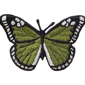 2 &quot;Schmetterling - Olivegrün / Schwarz - Aufnäher