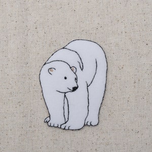 Isbjörn, filt och broderad, stryk-på-lapp