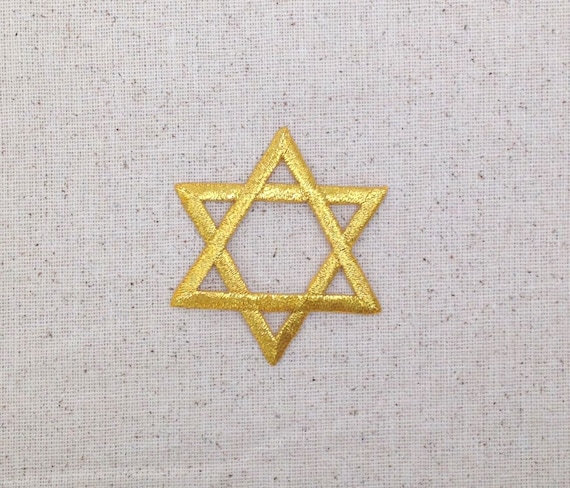 Iron on Gold Star of David Jewish Applique Patch