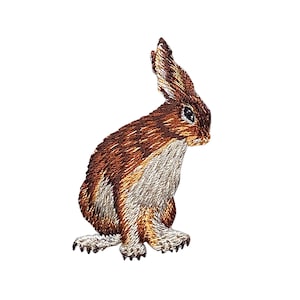 Natural Bunny  Jack Rabbit - Hare - Iron on Applique - Embroidered Patch - 28413-A