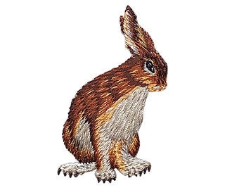Natural Bunny  Jack Rabbit - Hare - Iron on Applique - Embroidered Patch - 28413-A