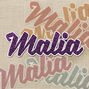 4&quot; Wide, Custom Glitter Name , Script Words, Iron on Patch