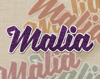 4&quot; Wide, Custom Glitter Name , Script Words, Iron on Patch