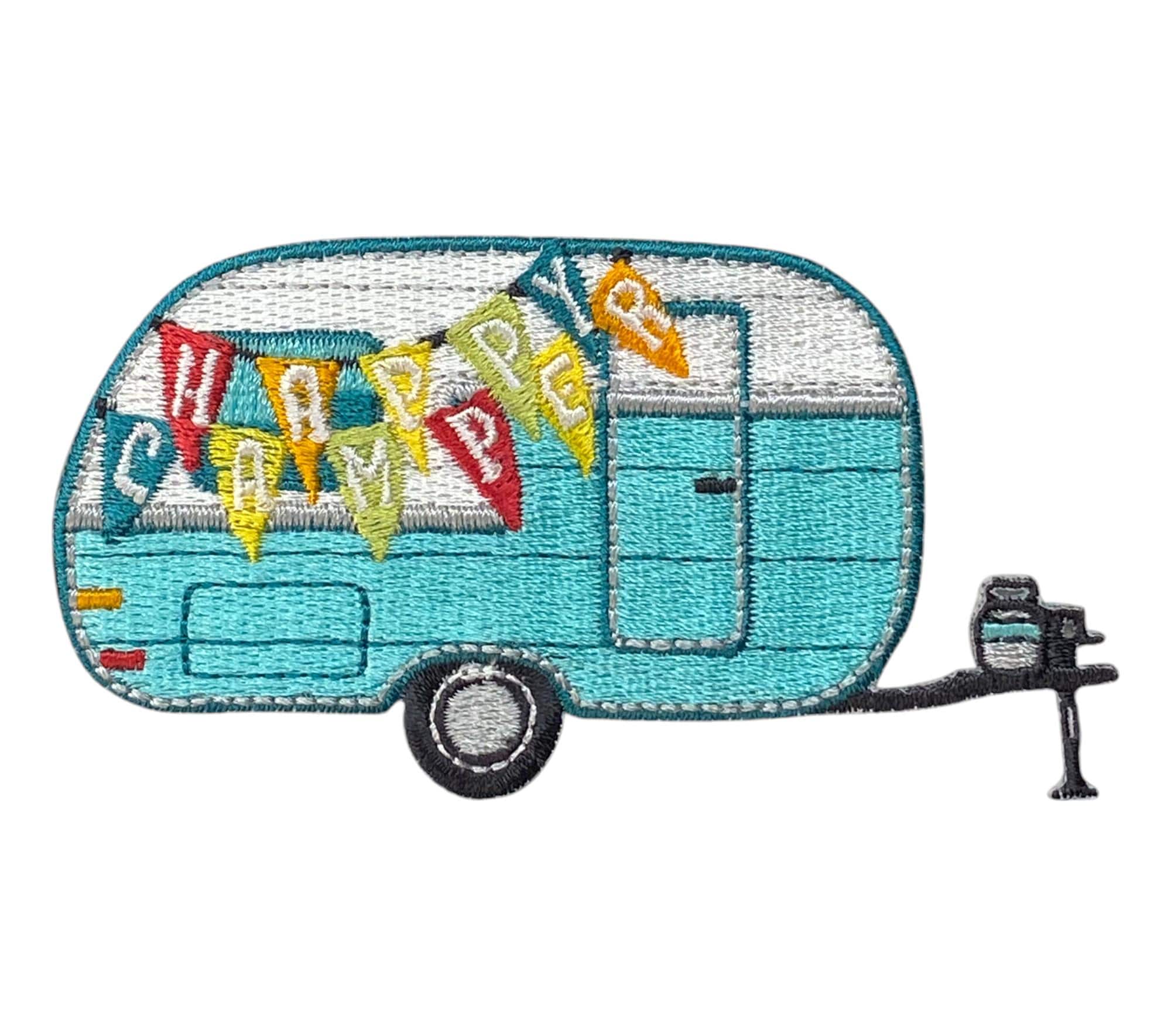 Happy Camper - Kamperen/Buiten/Vakantie - Opstrijkappliqué - Geborduurde patch
