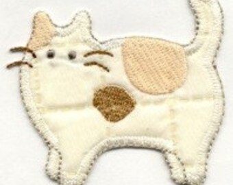 Tan/Brown Cat with Spots - Iron on Applique - Embroidered Patch - 153568A