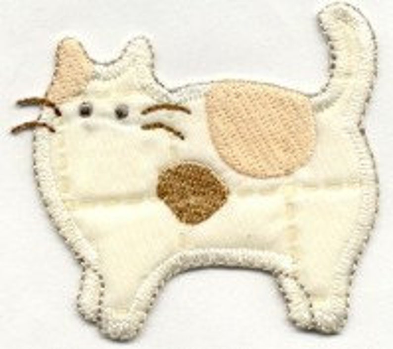 Tan/Brown Cat with Spots Iron on Applique Embroidered Patch 153568A image 1