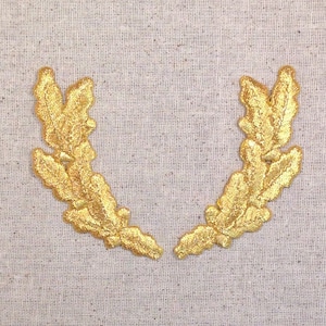 Gold - Pair Scrambled Eggs - Military Uniform - Iron on Applique - Embroidered Patch 693230B