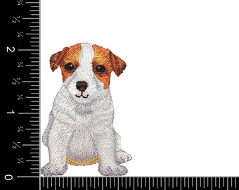 ジャック・ラッセル・テリア、子犬、犬、刺繍、アイロン接着パッチ