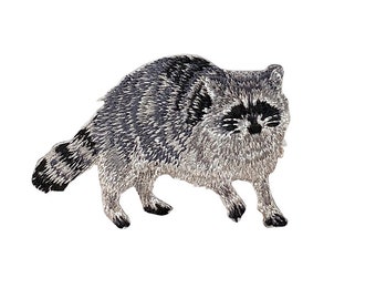 Realistic Raccoon, Full Body, Embroidered, Iron on Patch