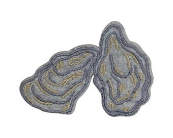 Oyster Pair, Seafood, Clam, Embroidered, Iron on Patch