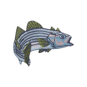 Striped Bass, Fish, Embroidered, Iron on Patch