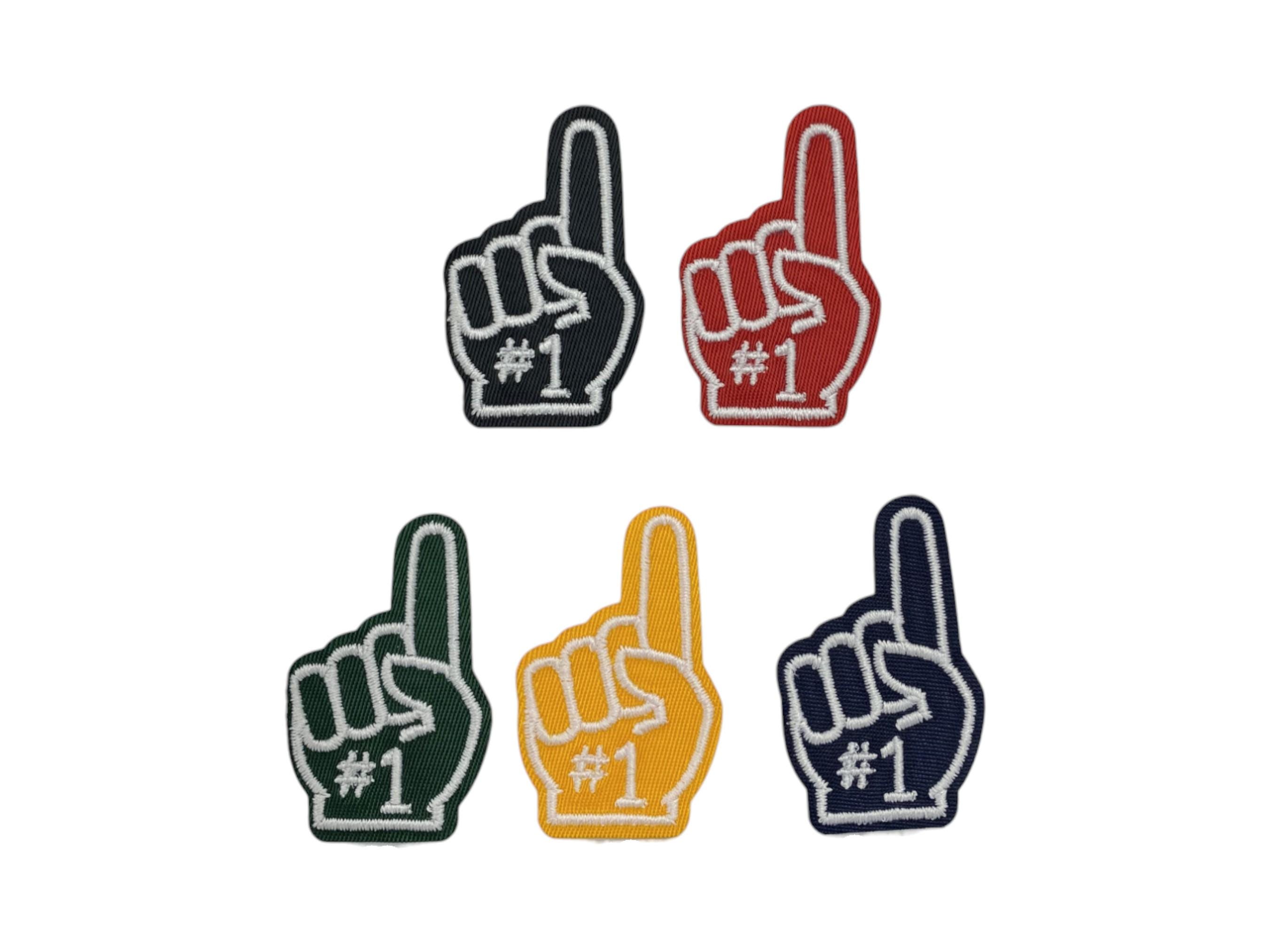 Fan Finger, #1, Foam Finger, Embroidered, Iron-on Patch
