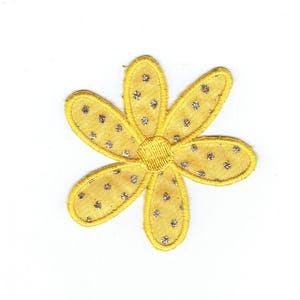 Flor Margarida - Amarelo Brilhante - Aplique de Ferro - Patch Bordado - 118633-C