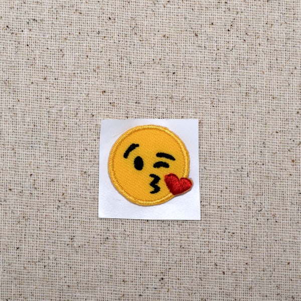 1" Kissing Face -  - Blowing Kiss on Cheek - Iron on Patch