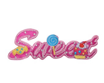 Sweet WORD - Pink - Candy - Iron on Applique - Embroidered Patch - 695649-A