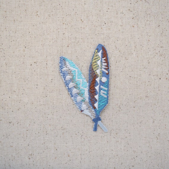 Southwestern Colorful Feathers Fully Embroidered Iron On Patch Feathers