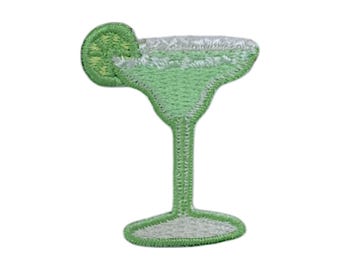 Green Margarita with Lime, Cocktail, Drinks, Beverage, Embroidered, Iron on Patch