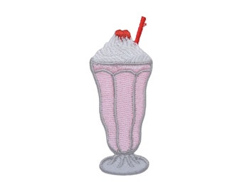 50s Soda Shoppe Milkshake, Ice Cream, Embroidered, Iron on Patch