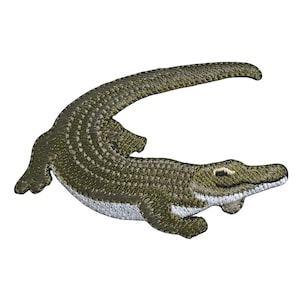 Embroidered Crocodile Patch – Iron On or Sew On, 1.75 x 2.75 Inches