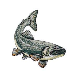Realistic Fish, Trout, Fishing, Embroidered, Iron on Patch