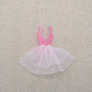 Pink Dress - Ballet Tutu - Iron on Applique - Embroidered Patch - 693745-A