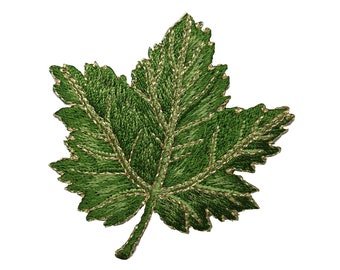 Green Maple Leaf, Tree Leaves, Nature, Embroidered, Iron on Patch