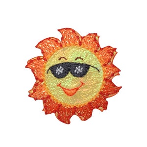 Yellow Sun, Smiling with Sunglasses, Iron on Patch